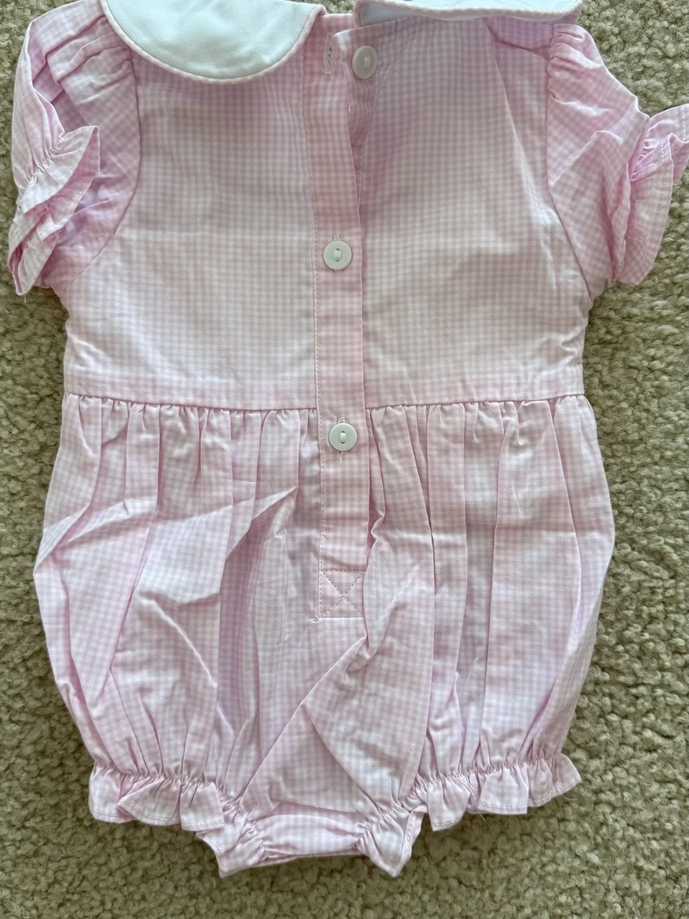 NWT NB Baby Girls Pink 'Little Sister' Smocked One-Piece Bodysuit